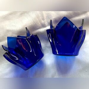 Partylite deep blue  colored  tea lite candle
Holder -set of 2